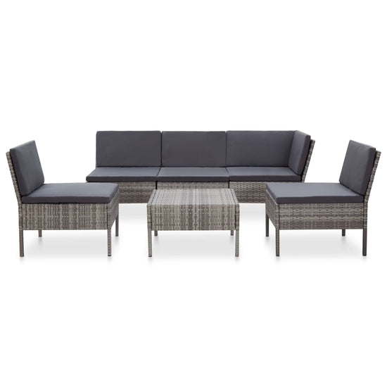 6-delige Loungeset met kussens poly rattan grijs MeubelReus