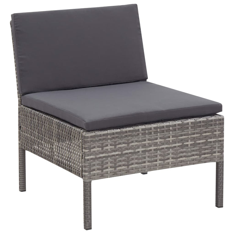 6-delige Loungeset met kussens poly rattan grijs MeubelReus