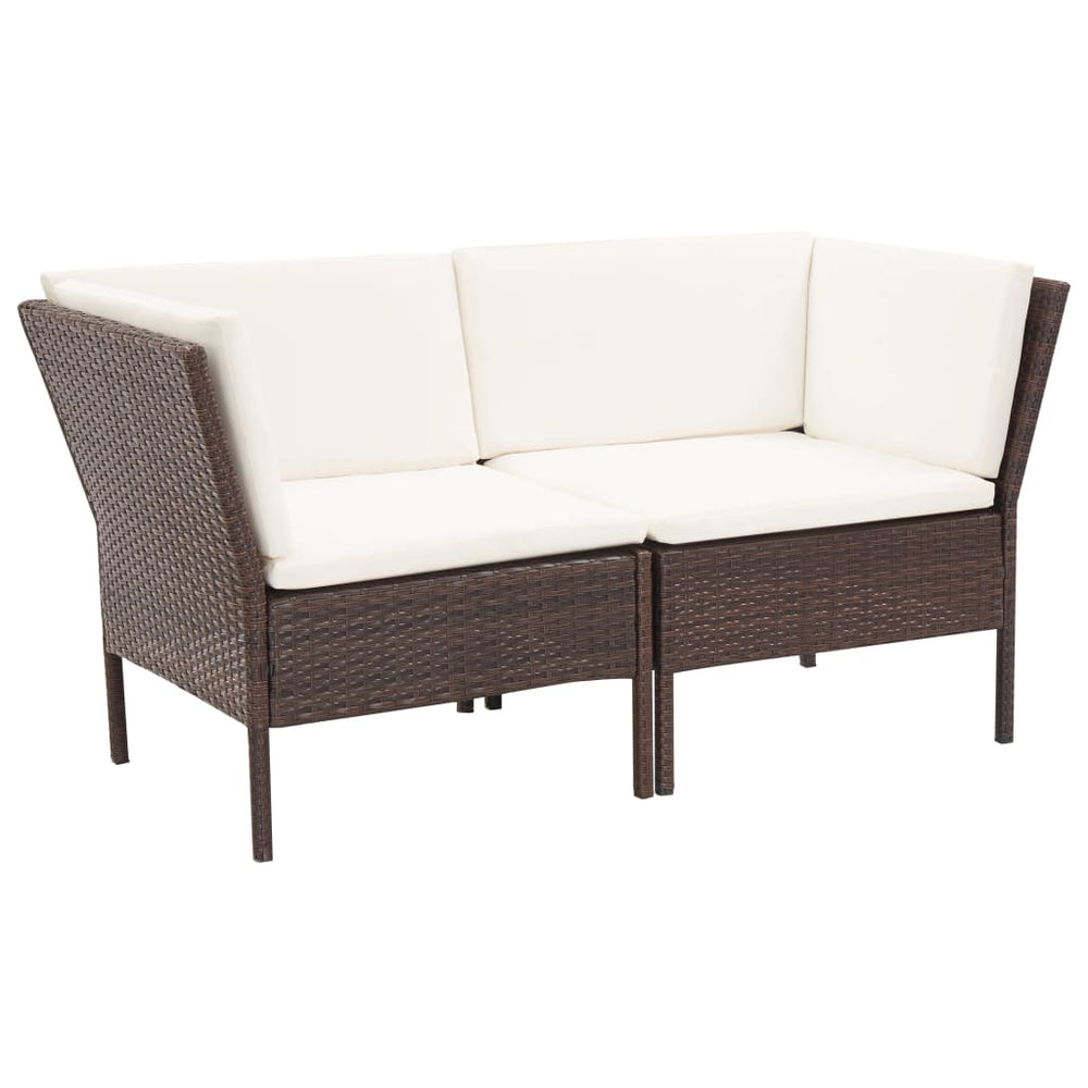 6-delige Loungeset met kussens poly rattan bruin MeubelReus