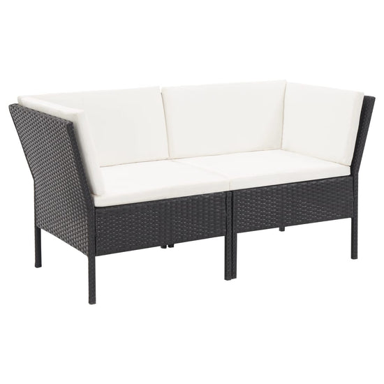 6-delige Loungeset met kussens poly rattan zwart MeubelReus