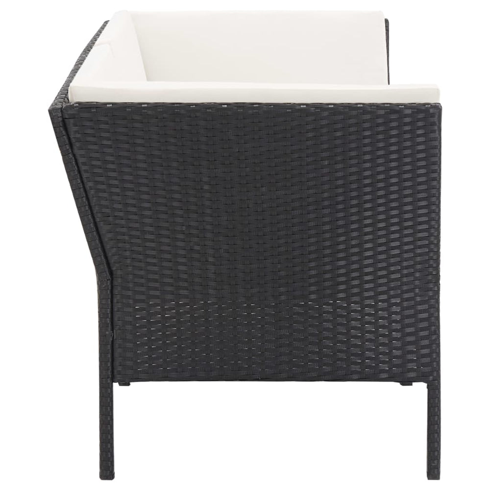 6-delige Loungeset met kussens poly rattan zwart MeubelReus