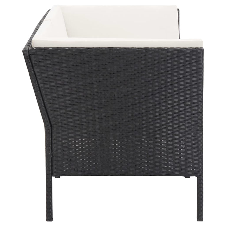 6-delige Loungeset met kussens poly rattan zwart MeubelReus