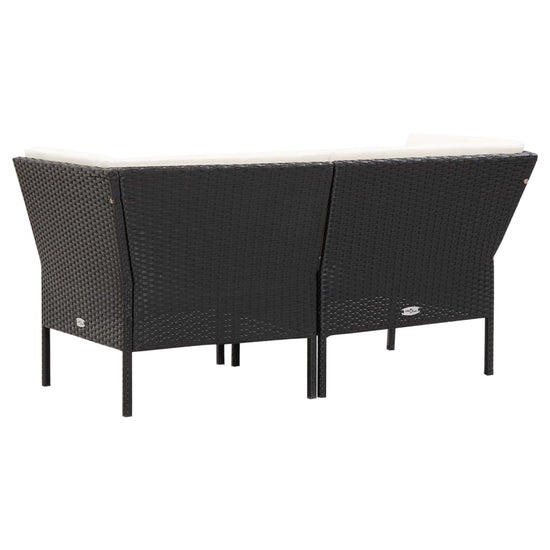 6-delige Loungeset met kussens poly rattan zwart MeubelReus