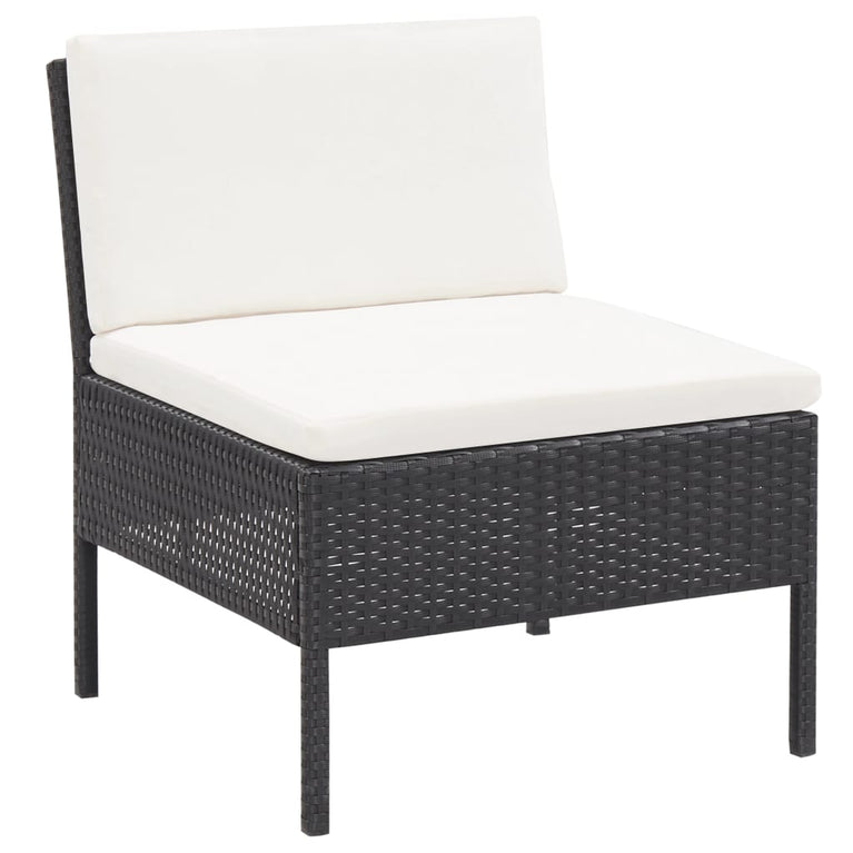 6-delige Loungeset met kussens poly rattan zwart MeubelReus