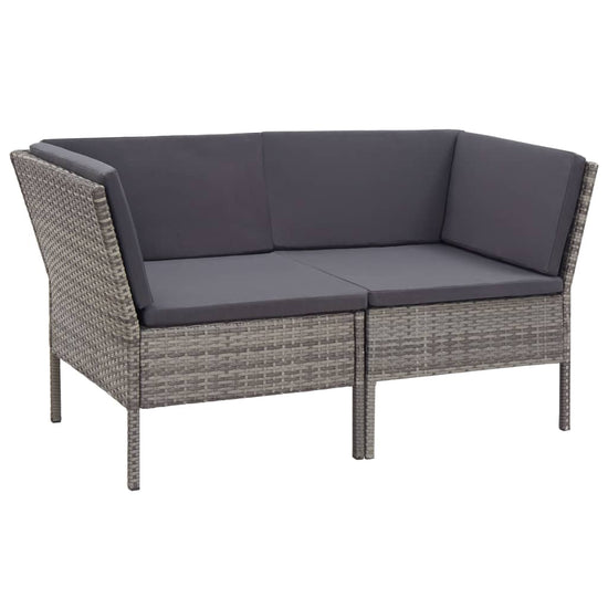 6-delige Loungeset met kussens poly rattan grijs MeubelReus