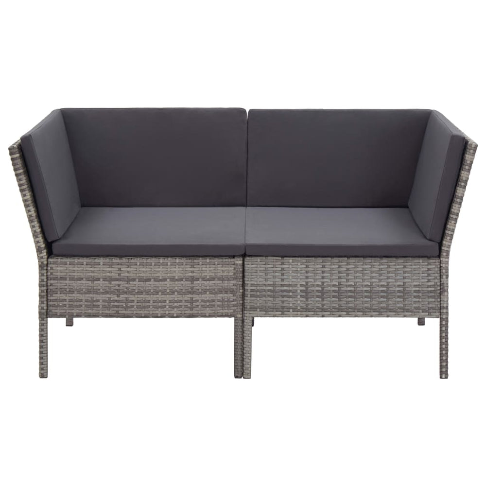 6-delige Loungeset met kussens poly rattan grijs MeubelReus