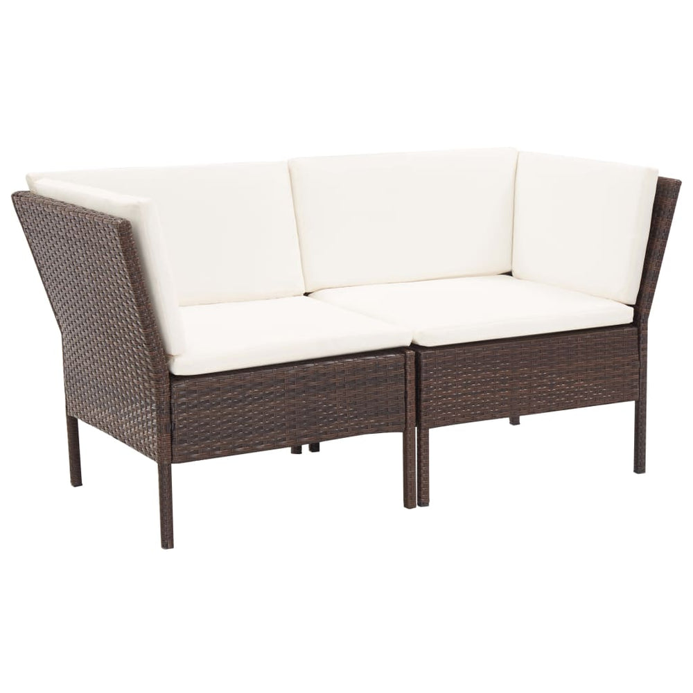 6-delige Loungeset met kussens poly rattan bruin MeubelReus