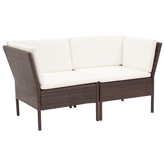 6-delige Loungeset met kussens poly rattan bruin MeubelReus