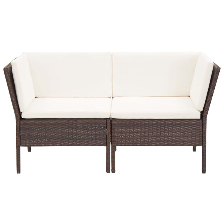 6-delige Loungeset met kussens poly rattan bruin MeubelReus