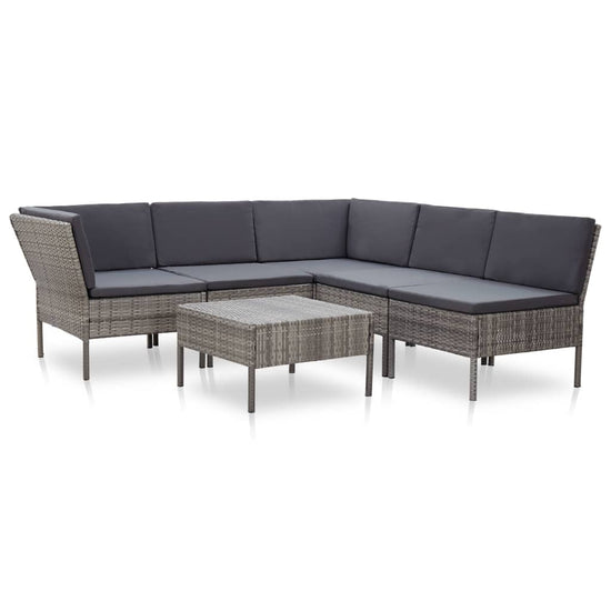 6-delige Loungeset met kussens poly rattan grijs MeubelReus