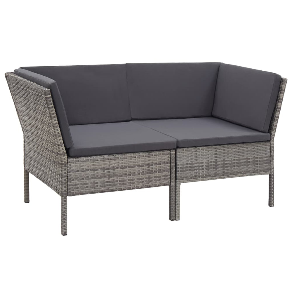 6-delige Loungeset met kussens poly rattan grijs MeubelReus