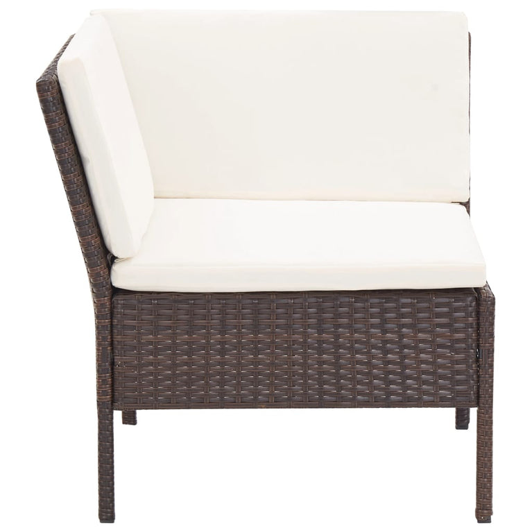 8-delige Loungeset met kussens poly rattan bruin 
