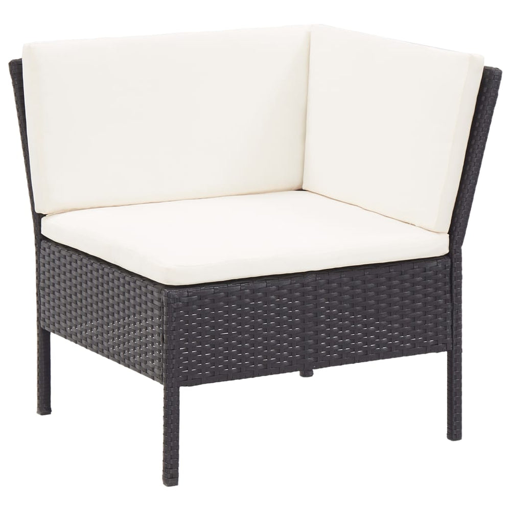 8-delige Loungeset met kussens poly rattan zwart MeubelReus
