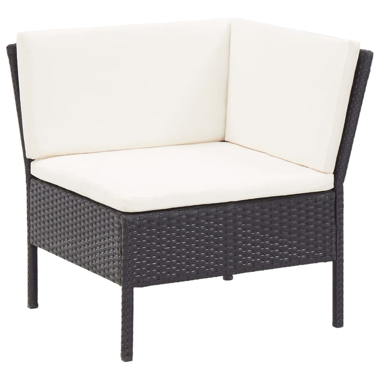8-delige Loungeset met kussens poly rattan zwart MeubelReus