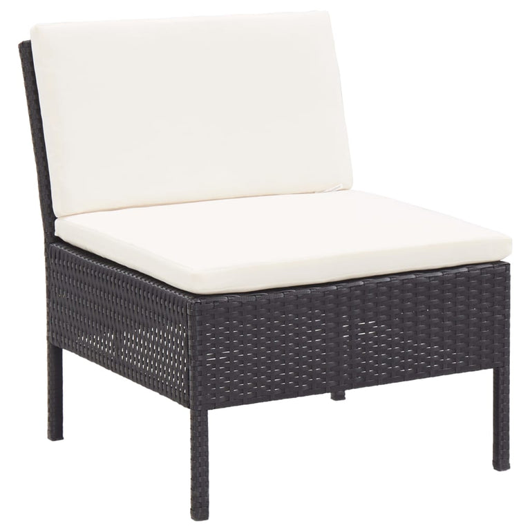 8-delige Loungeset met kussens poly rattan zwart MeubelReus