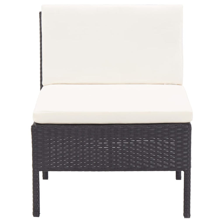 8-delige Loungeset met kussens poly rattan zwart MeubelReus