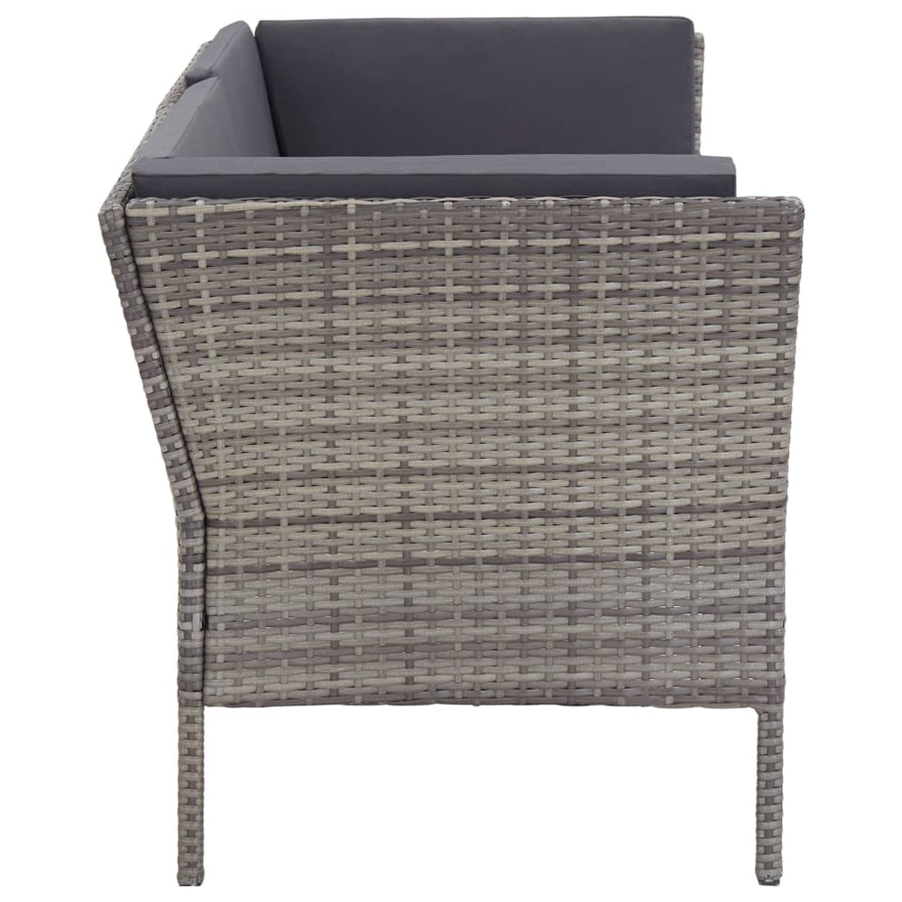 8-delige Loungeset met kussens poly rattan grijs 