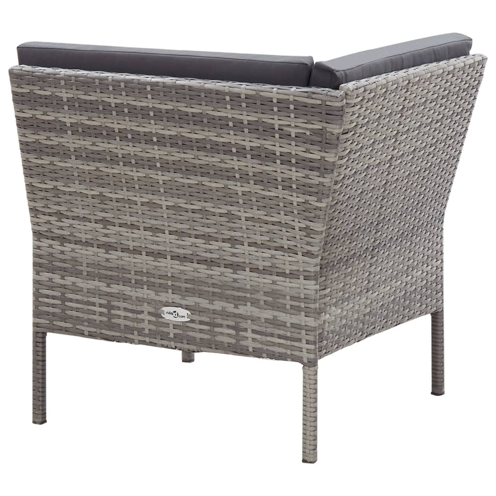 8-delige Loungeset met kussens poly rattan grijs 