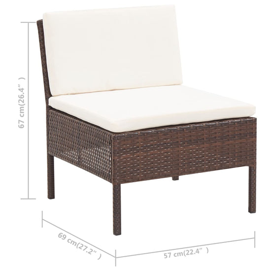 3-delige Loungeset met kussens poly rattan bruin MeubelReus
