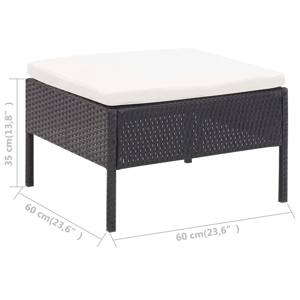 3-delige Loungeset met kussens poly rattan zwart MeubelReus