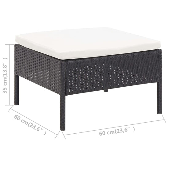 3-delige Loungeset met kussens poly rattan zwart MeubelReus