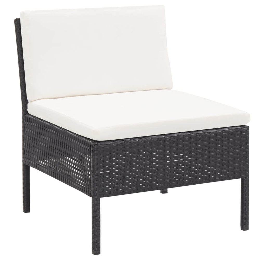 3-delige Loungeset met kussens poly rattan zwart MeubelReus