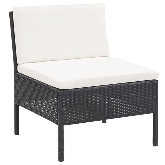 3-delige Loungeset met kussens poly rattan zwart MeubelReus