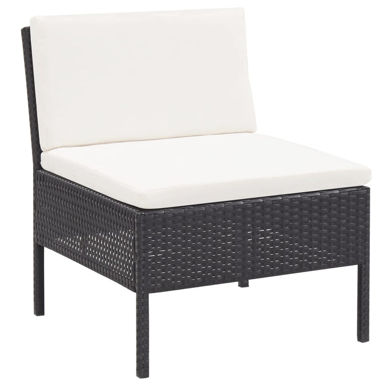 3-delige Loungeset met kussens poly rattan zwart MeubelReus