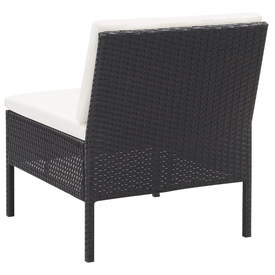 3-delige Loungeset met kussens poly rattan zwart MeubelReus