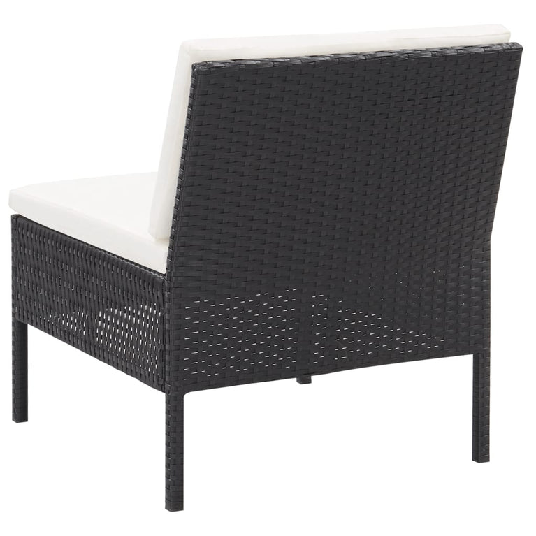 3-delige Loungeset met kussens poly rattan zwart MeubelReus