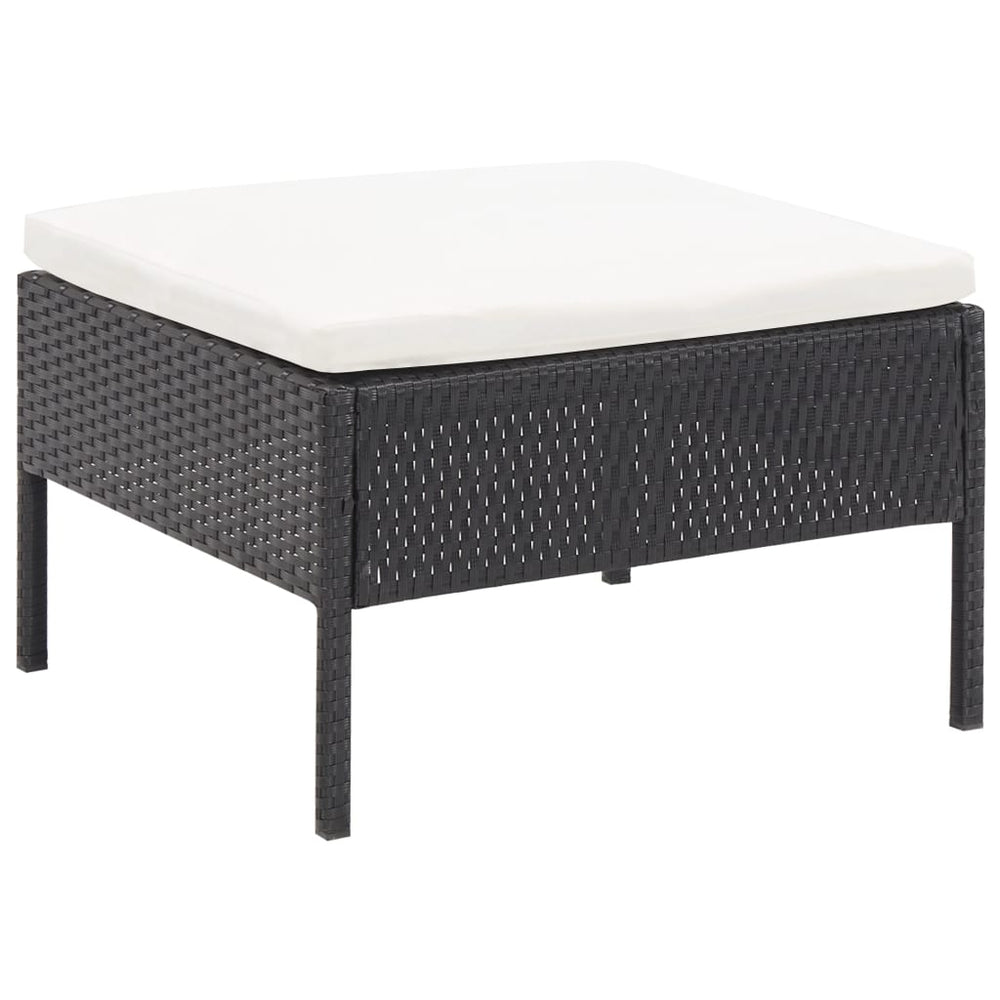 3-delige Loungeset met kussens poly rattan zwart MeubelReus