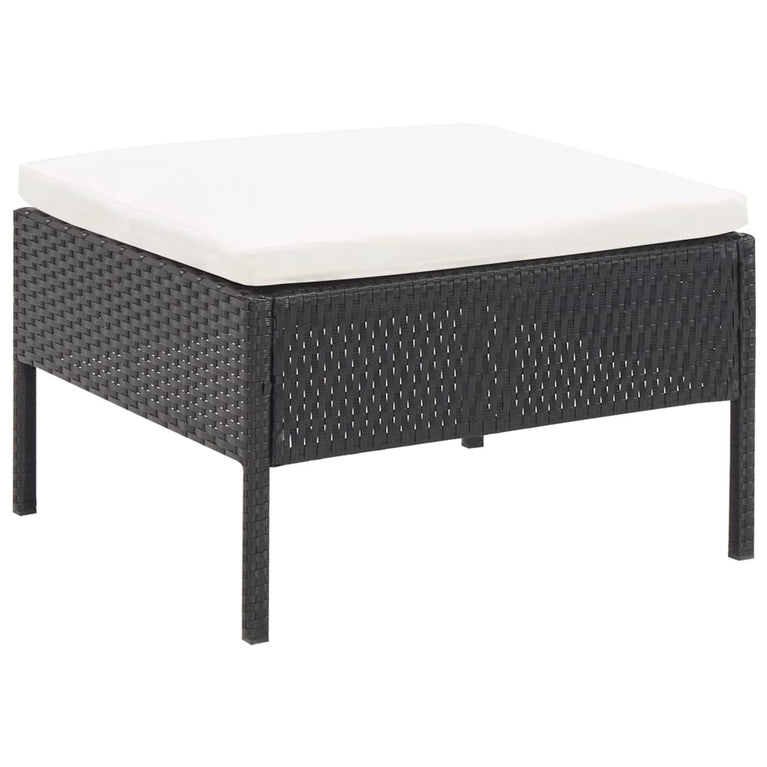 3-delige Loungeset met kussens poly rattan zwart MeubelReus