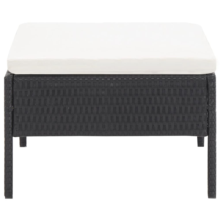 3-delige Loungeset met kussens poly rattan zwart MeubelReus