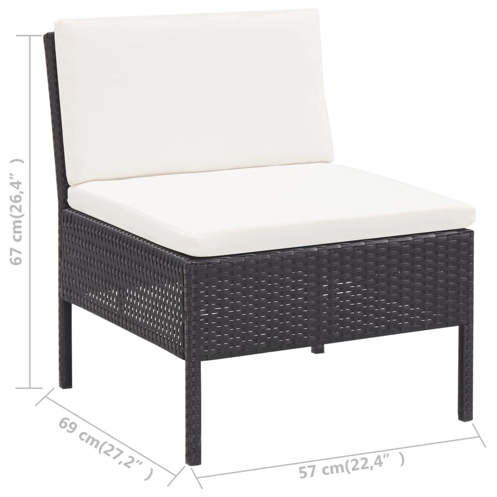 3-delige Loungeset met kussens poly rattan zwart MeubelReus