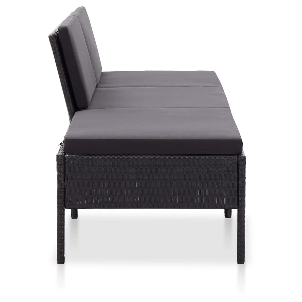 3-delige Loungeset met kussens poly rattan zwart MeubelReus
