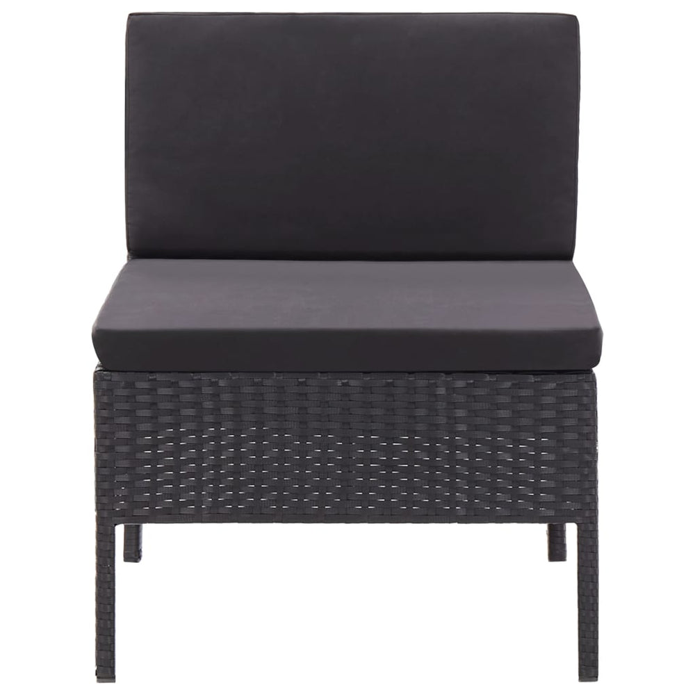 3-delige Loungeset met kussens poly rattan zwart MeubelReus