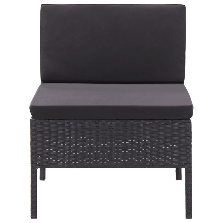 3-delige Loungeset met kussens poly rattan zwart MeubelReus