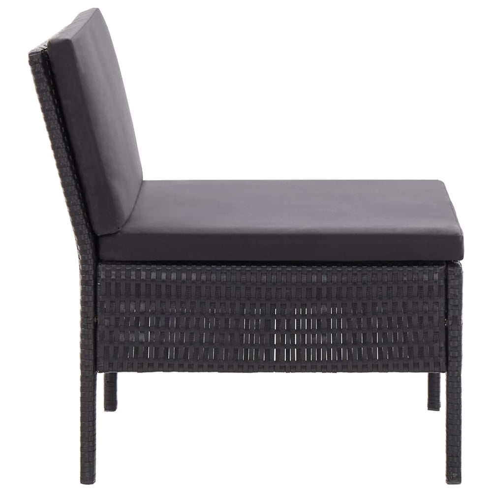 3-delige Loungeset met kussens poly rattan zwart MeubelReus