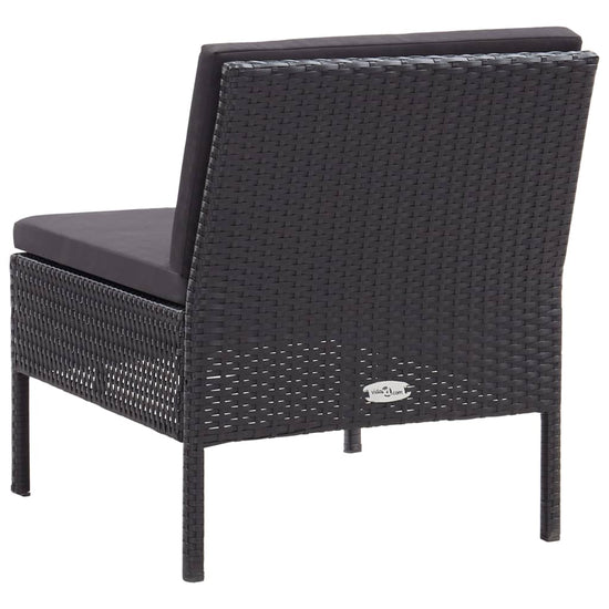 3-delige Loungeset met kussens poly rattan zwart MeubelReus