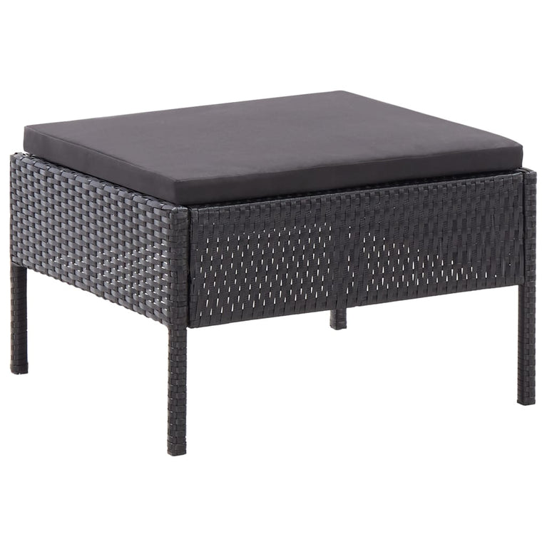 3-delige Loungeset met kussens poly rattan zwart MeubelReus