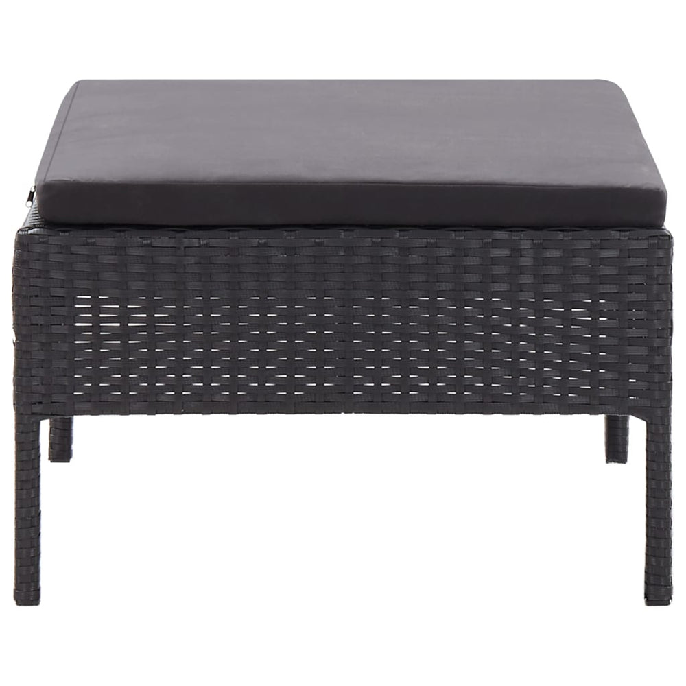 3-delige Loungeset met kussens poly rattan zwart MeubelReus