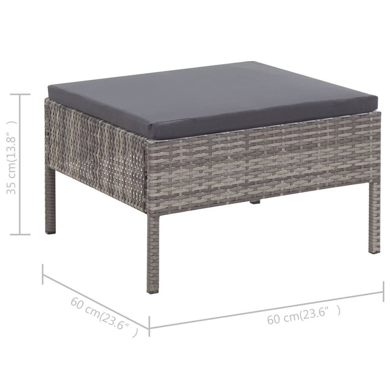 3-delige Loungeset met kussens poly rattan grijs MeubelReus