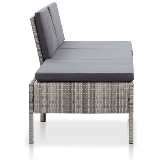 3-delige Loungeset met kussens poly rattan grijs MeubelReus