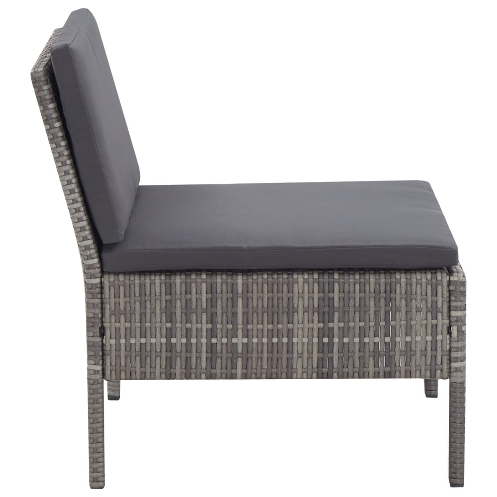 3-delige Loungeset met kussens poly rattan grijs MeubelReus