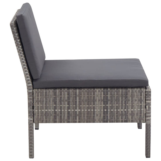 3-delige Loungeset met kussens poly rattan grijs MeubelReus