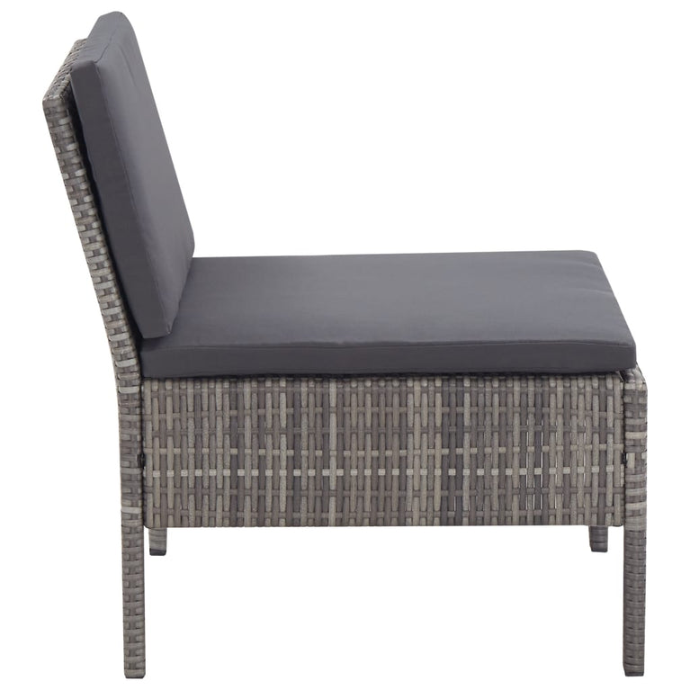 3-delige Loungeset met kussens poly rattan grijs MeubelReus