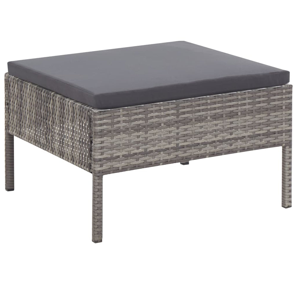 3-delige Loungeset met kussens poly rattan grijs MeubelReus