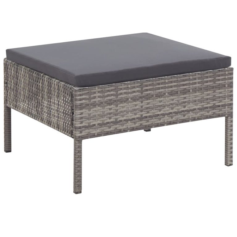 3-delige Loungeset met kussens poly rattan grijs MeubelReus