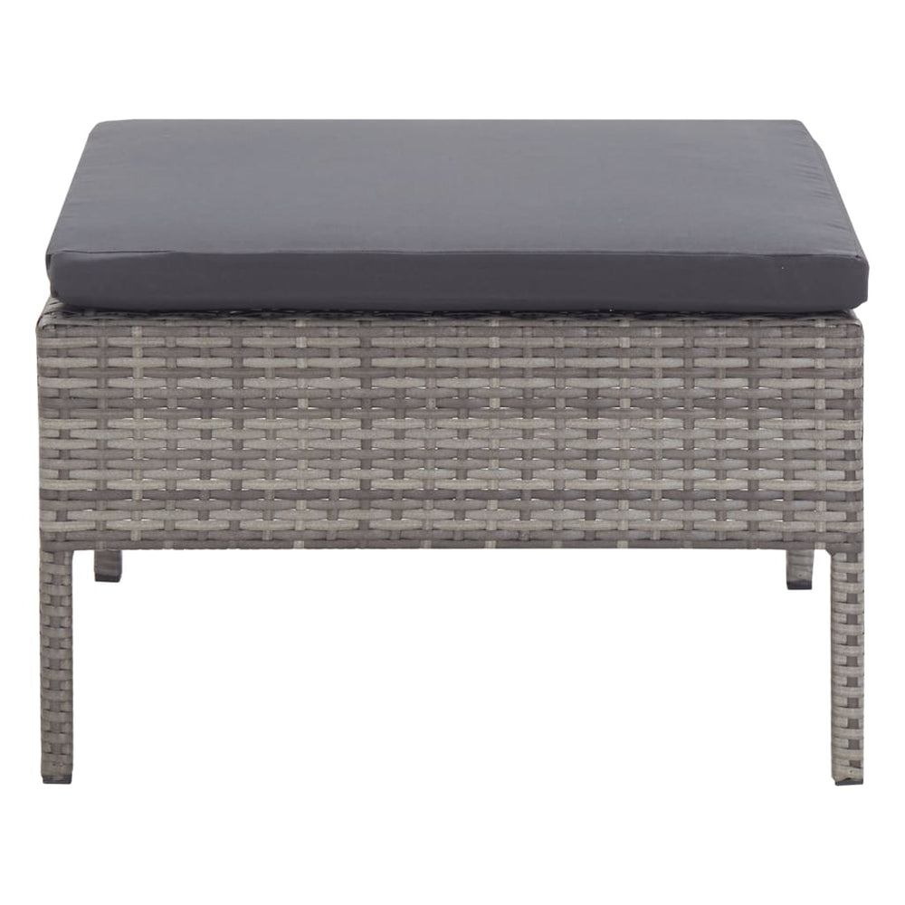 3-delige Loungeset met kussens poly rattan grijs MeubelReus
