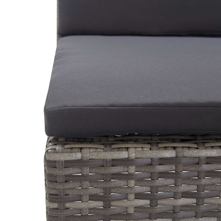 3-delige Loungeset met kussens poly rattan grijs MeubelReus
